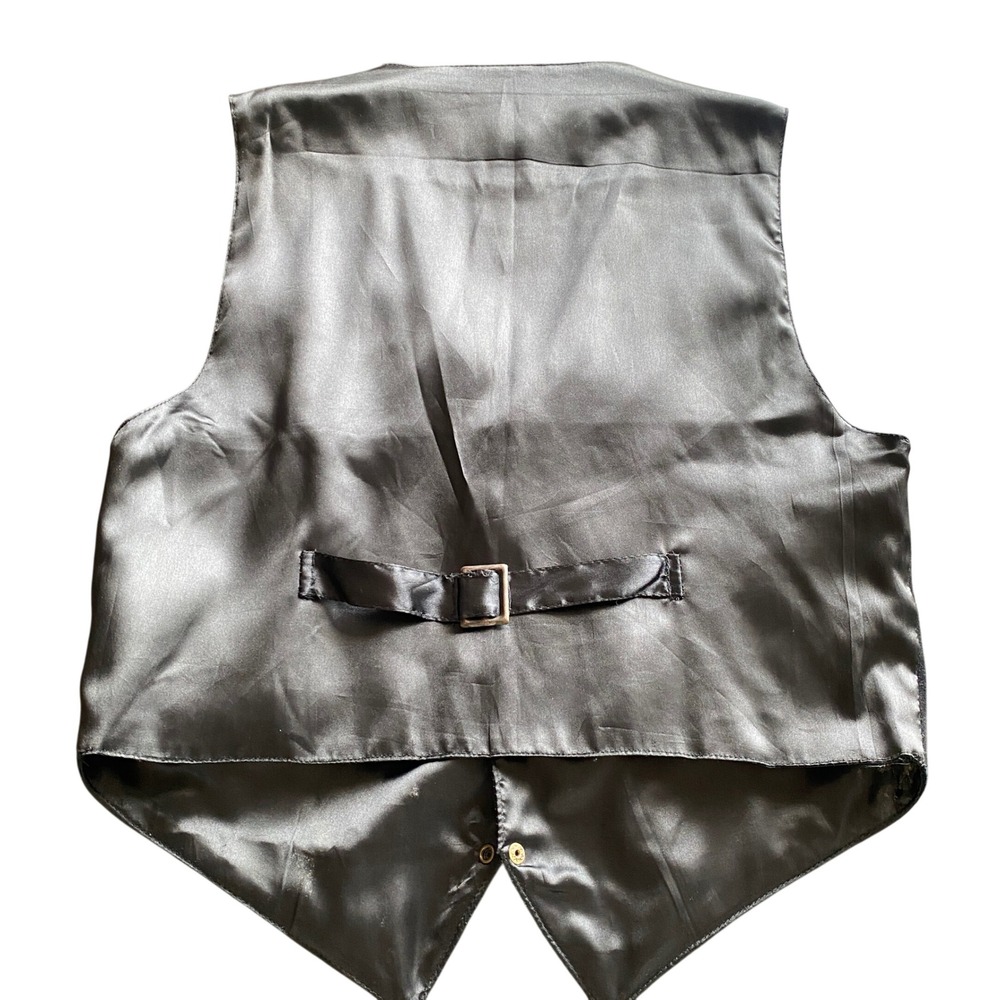 Falls Creek Vest Large Black Suede Leather Western Cowboy Cinch Back Vintage - Picture 4 of 9